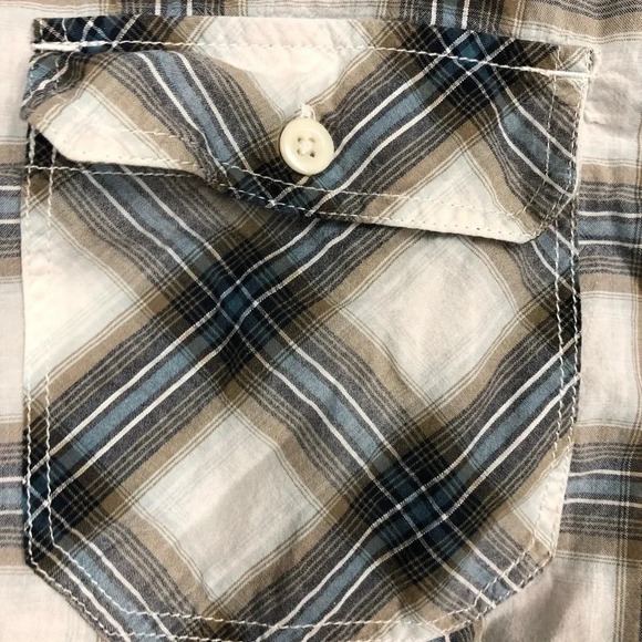 Converse One Star Plaid Long Sleeve Button down shirt Navy/Tan EUC Men’s Size XL - Picture 4 of 5